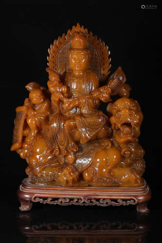 China Shoushan Field-yellow Songzi Guan Yin Ornament