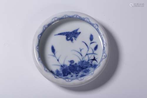 The Minguo Period,  Blue and White Glaze Wild Goose and Reed...
