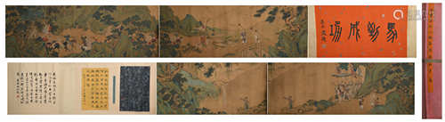 Handscroll Painting ：Landscape and Figure  by Qiu Ying ,Ming...