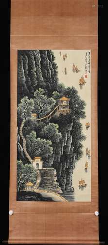 Vertical Painting : Viewing River in a Mountain Pavilion   b...