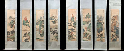 A Set of Eight Paintings  by Zhang Daqian ,Modern Times