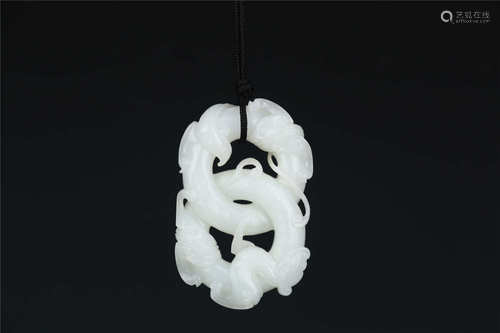 Hetian Jade Pendant with Double-dragon Design