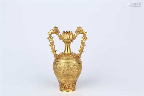 Pure Gold Vase with Phoenix-shaped Ears