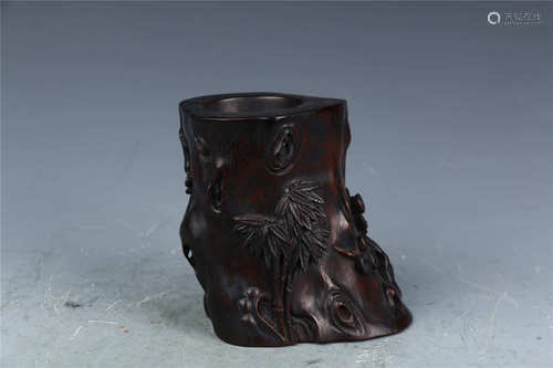 Red Sandalwood Brush Pot