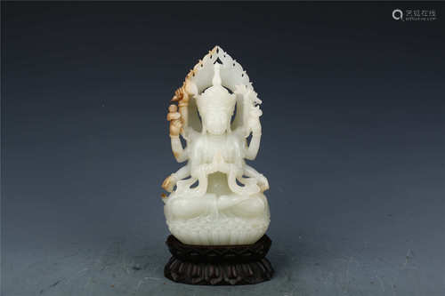 Hetian Jade Avalokitesvara with Eight Arms