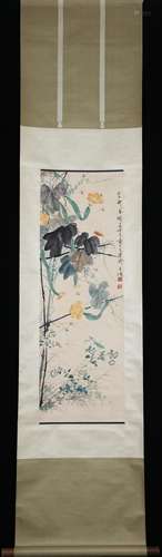 Vertical Painting : Towel Gourd, Grass and Insects   by Wang...