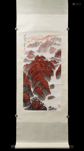 Vertical Painting : Beautiful Scenery of Mountains  by Wei Z...