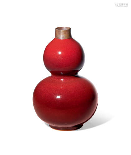 清乾隆 霁红釉葫芦瓶