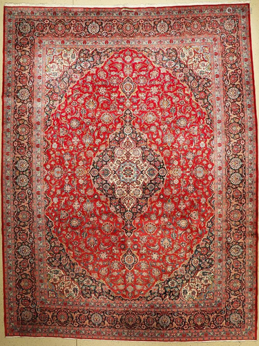 Kashan old signed, Persia, around 1960, wool on cotton