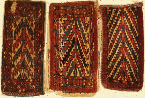 Mixed lot of 3 arrow pockets, Turkmenistan, 19th