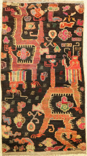 Tibet Khaden old, (dragon motif), around 1940,wool on