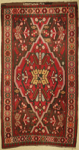 Shirvan Kilim old, Caucasus, dated 1951, wool on wool