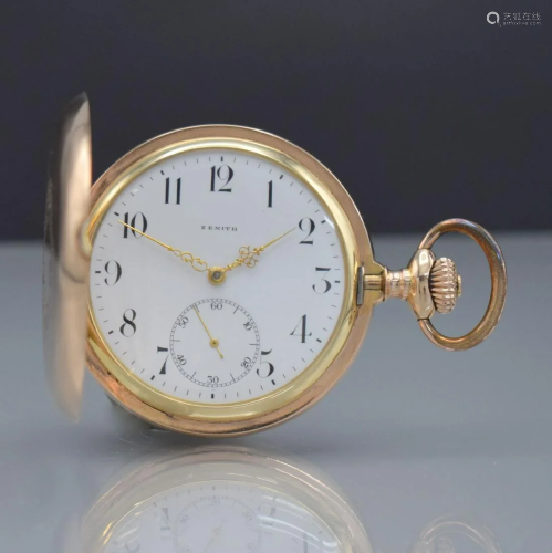 ZENITH 14k pink gold hunting cased pocket watch