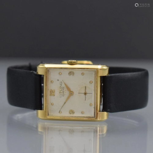 Rectangular 18k yellow gold wristwatch