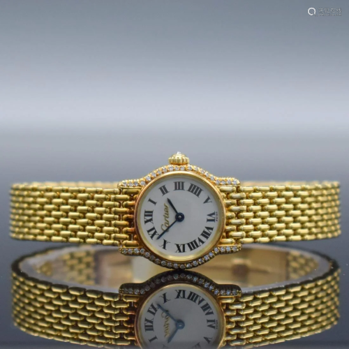 CARTIER 18k gold & factory diamond set wristwatch