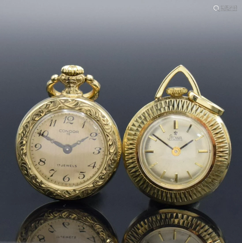 Set of 2 gold ladies pocket watches