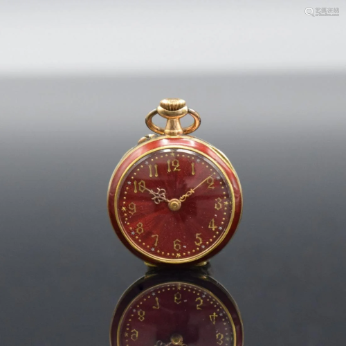 Open face 14k yellow gold ladies pocket watch