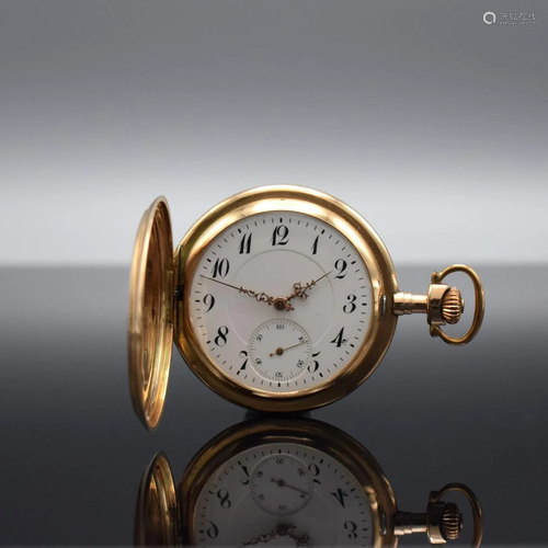 JANUS 14k pink gold hunting cased pocket-watch