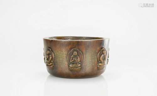 Qing - An Agarwood Carved Buddha Incense Burner with