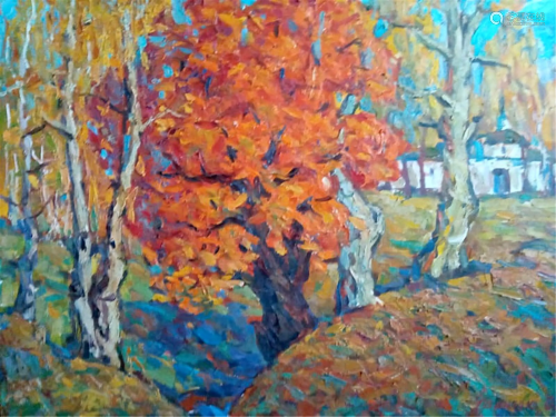 NO RESERVE Oil painting Autumn landscape Kalenyuk Alex