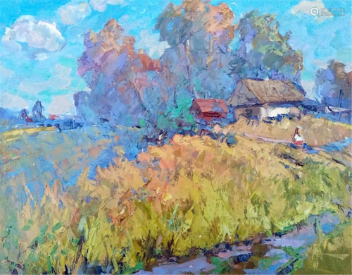 NO RESERVE Oil painting Rural landscape Kalenyuk Alex