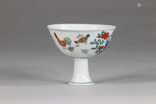 China cup on stand Doucai,: Chicken cup, apocryphal