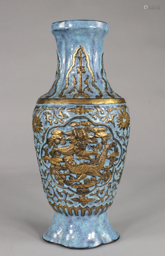 Vase decorated with dragons in porcelain relief