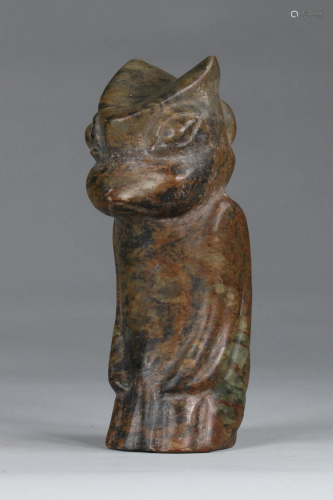 China dignitary in brown-green jade, with the animal