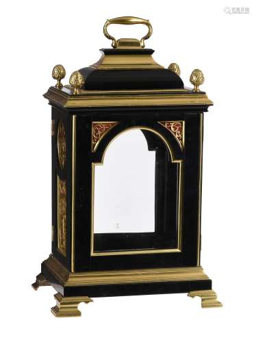 A fine George III brass mounted small ebonised table clock c...