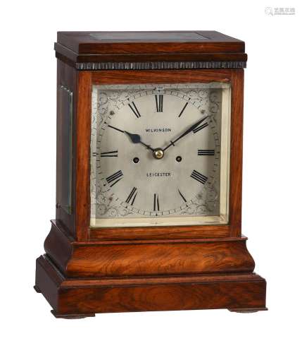 Y An early Victorian rosewood four-glass mantel clock