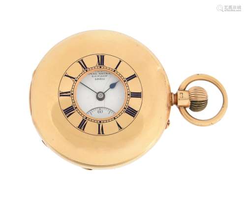 A Victorian 18ct gold keyless half-hunter pocket watch