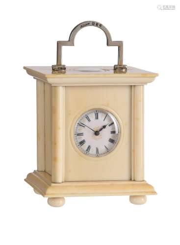Y A George V silver mounted ivory small carriage timepiece
