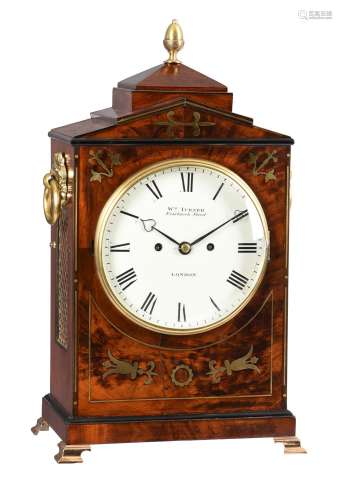 A Regency brass inlaid mahogany bracket clock