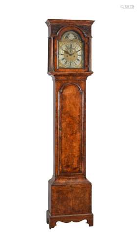 A figured walnut eight-day longcase clock with moonphase