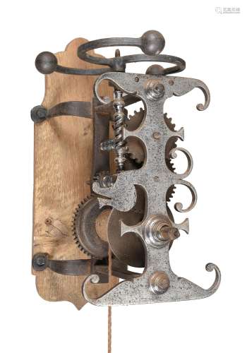 A George III forged iron and steel weight-driven spit roasti...