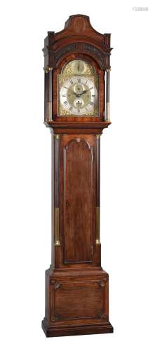 A George III mahogany eight-day quarter chiming longcase clo...