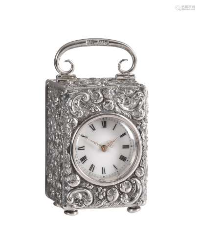 A Victorian silver cased miniature carriage timepiece