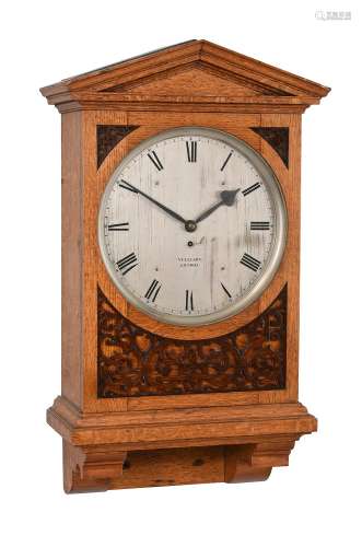 A Victorian oak architectural wall timepiece