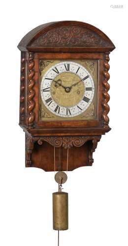 A fine and very rare Charles II walnut hooded wall clock