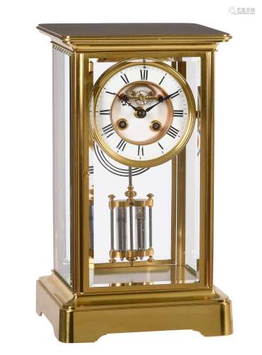 A French gilt brass four-glass mantel clock