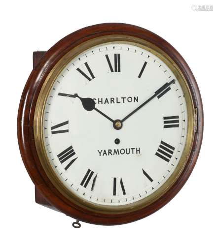 A Victorian mahogany fusee wall dial timepiece