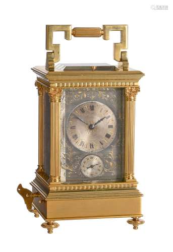 A rare gilt brass carriage clock with push-button repeat, al...