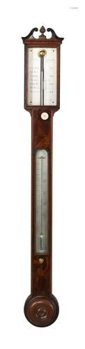 A Regency mahogany mercury stick barometer