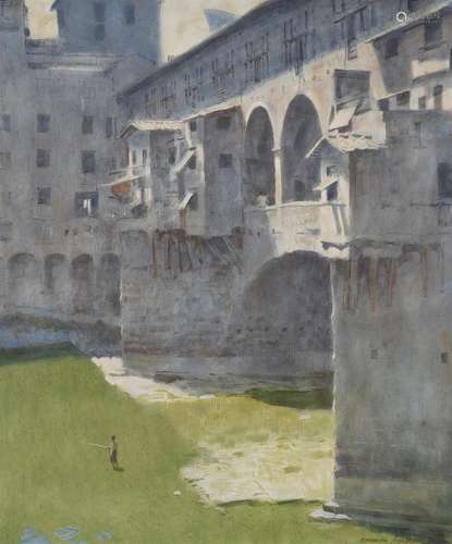 λ Norman Hepple (British 1908-1994), Boy fishing at the Pont...