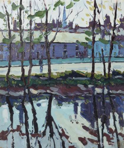 λ Henry Healy (Irish 1909-1982), Trees along the riverbank