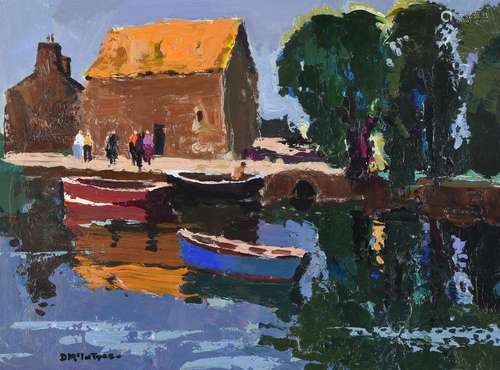 λ Donald McIntyre (British 1923-2009), Boats and Mill