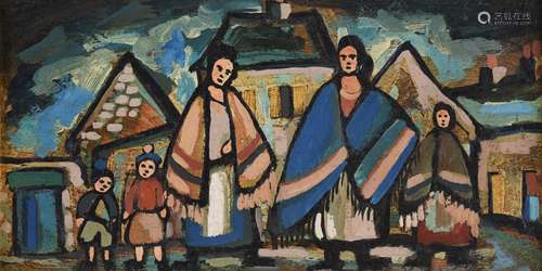 λ Markey Robinson (Irish 1917-1999), Shawlies in the village