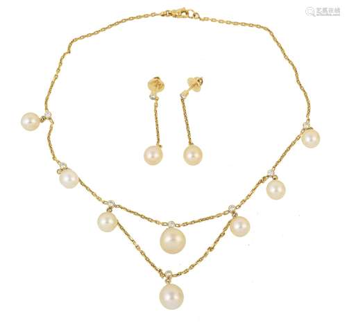 A South Sea cultured pearl and diamond necklace