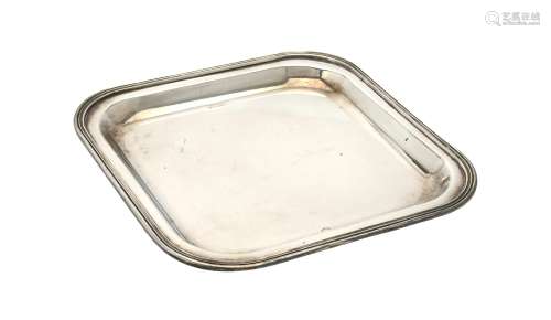 An Italian silver coloured square tray