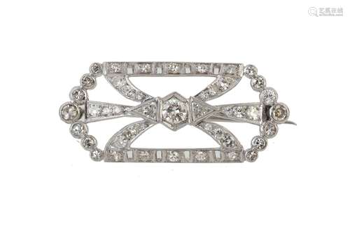 A mid 20th century diamond panel brooch